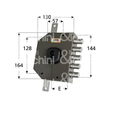 Moia c455dxb serratura applicare a cilindro quintuplice e 60 dx 5 catenacci int. cat. 28