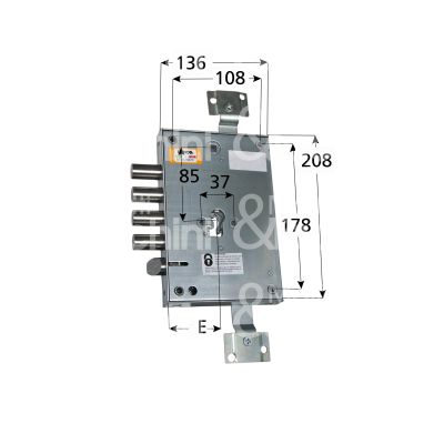 Moia ce664280d serratura blindata a cilindro triplice e 63 ambidestra 4 catenacci piÙ scrocco int. cat. 28 sporg. 3,5