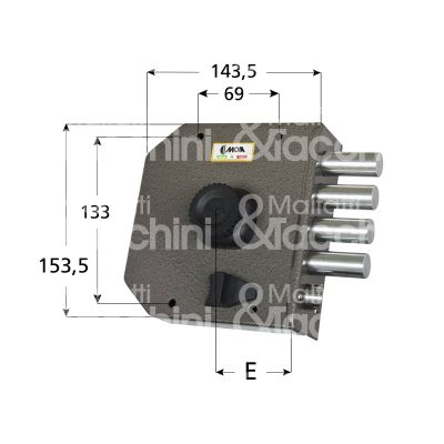 Moia ja422dx serratura applicare pompa Ø 30 laterale e 63 4 catenacci piÙ scrocco int. fiss. 69 x 133