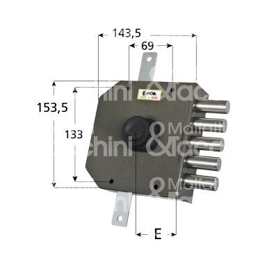 Moia jm423sx serratura applicare pompa Ø30 triplice e 63 5 catenacci int. fiss. 65 x 130