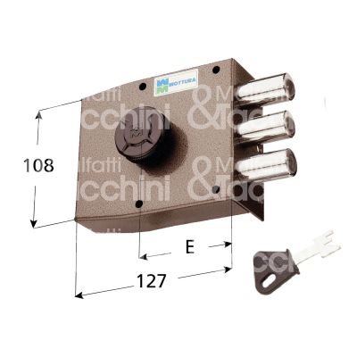 Mottura 30401dx serratura applicare pompa Ø 30  lunghezza 50 laterale e 63 3 catenacci int. fiss. 60 x 92