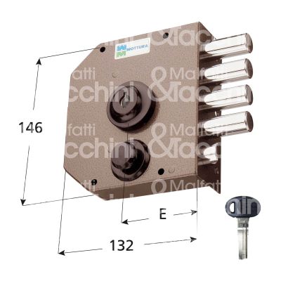 Mottura 30630dxc10 serratura applicare pompa Ø 34 c10 triplice e 63 4 catenacci piÙ scrocco int. fiss. 65 x 130