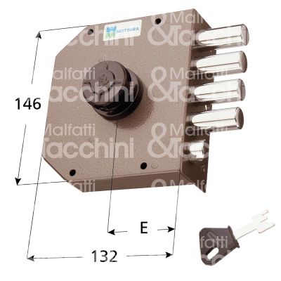 Mottura 30611dx serratura applicare pompa Ø 30 laterale e 63 4 catenacci piÙ scrocco int. fiss. 65 x 130