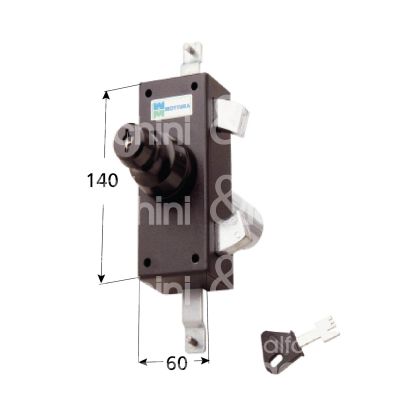 Mottura 35382 serratura per persiane a tenaglia triplice ambidestra cilindro pompa Ø30 con chiave 140 x 60