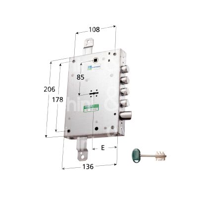 Mottura 5257137r10 serratura doppia mappa per blindata triplice e 63 ambidestra 3 catenacci piÙ scrocco int. cat. 37 sporg. 13,5