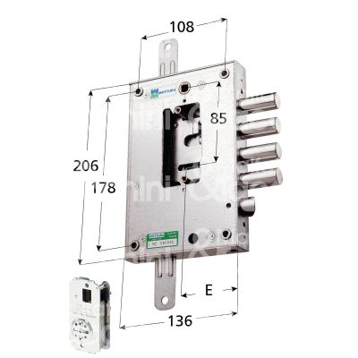 Mottura 52n47128d serratura doppia mappa per blindata triplice e 63 dx 4 catenacci piÙ scrocco int. cat. 28 sporg. 3,5