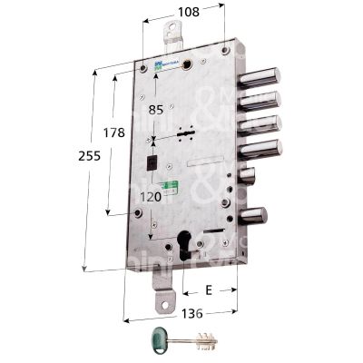 Mottura 545872810 serratura plurisistema con cilindro indipendente triplice e 63 ambidestra 4 catenacci piÙ scrocco e 1 servizio int. cat. 28 sporg. 13,5