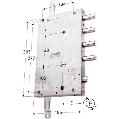 Mottura 64568dx serratura doppia mappa per blindata triplice e 70 dx 4 catenacci piÙ scrocco int. cat. 50 sporg. 3,5