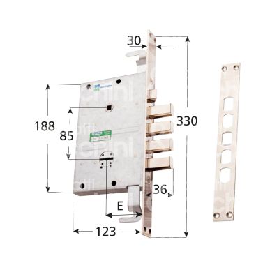 Mottura 72779d serratura blindata doppia mappa ad infilare triplice e 64 dx 4 catenacci piÙ scrocco int. cat. 28