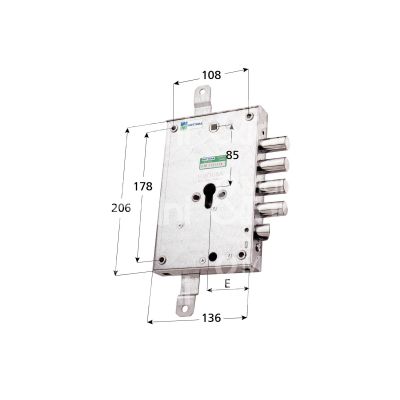 Mottura 8537128d serratura blindata a cilindro triplice e 63 dx 4 catenacci piÙ scrocco int. cat. 28 sporg. 3,5