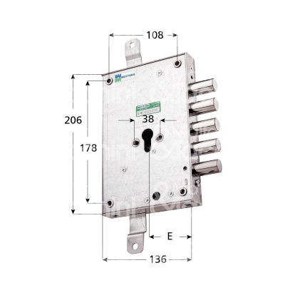 Mottura 85383d28n serratura blindata a cilindro triplice e 63 dx 5 catenacci int. cat. 28 sporg. 3,5