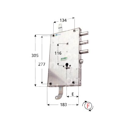 Mottura 85568d serratura blindata a cilindro triplice e 70 dx 3 catenacci piÙ scrocco int. cat. 50 sporg. 3,5