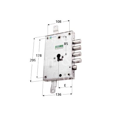 Mottura 85571d28q serratura blindata a cilindro triplice e 63 dx 4 catenacci piÙ scrocco int. cat. 28 sporg. 3,5