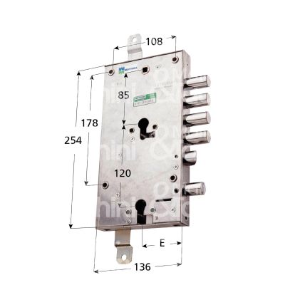 Mottura 8559528dq serratura per blindata a doppio cilindro dip. triplice e 63 dx 4 catenacci piÙ scrocco e 1 servizio int. cat. 28 sporg. 3,5