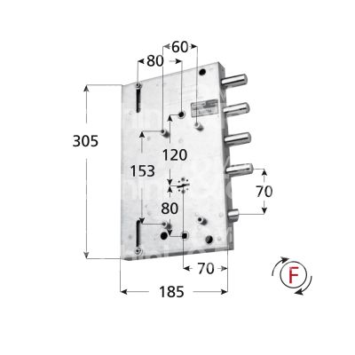 Mottura 89561gd7 serratura doppia mappa per blindata per gardesa triplice e 70 dx 4 catenacci piÙ scrocco int. cat. 50 sporg. 3,5