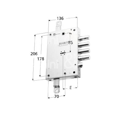 Mottura 89571efcs serratura doppia mappa per blindata per effepi triplice e 63 sx 4 catenacci piÙ scrocco int. cat. 28 sporg. 3,5