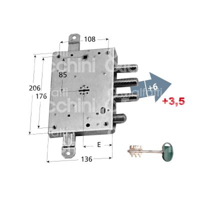 Mottura 89571gd1 serratura doppia mappa per blindata per gardesa triplice e 63 dx 3 catenacci piÙ scrocco int. cat. 37 sporg. 9,5