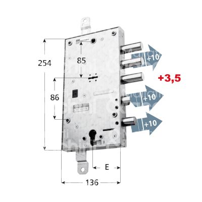 Mottura 89587almd serratura plurisistema con cilindro indipendente per allmet triplice e 63 dx 3 catenacci piÙ scrocco e 1 servizio int. cat. 37 sporg. 13,5