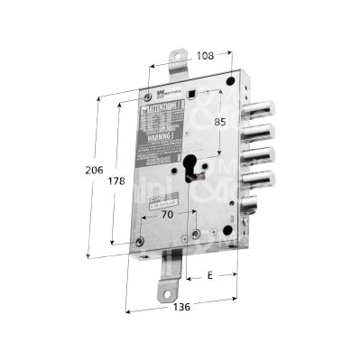 Mottura 898371efdq serratura blindata a cilindro per effepi triplice e 63 dx 4 catenacci piÙ scrocco int. cat. 28 sporg. 3,5