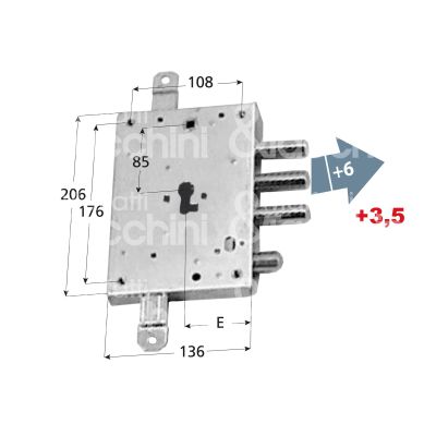 Mottura 898571g1dq serratura blindata a cilindro per gardesa triplice e 63 dx 3 catenacci piÙ scrocco int. cat. 37 sporg. 9,5