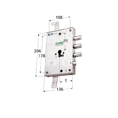 Mottura 898571tosq serratura blindata a cilindro per torterolo triplice e 63 sx 3 catenacci piÙ scrocco int. cat. 37 sporg. 3,5