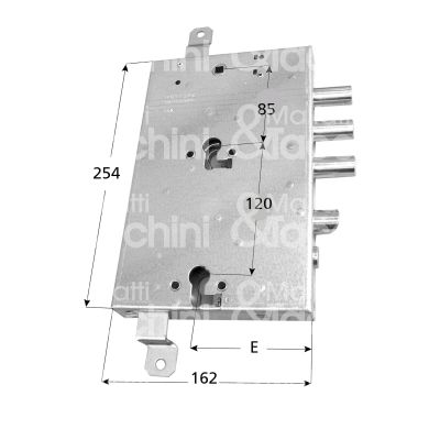 Mottura 898595grdq serratura per blindata a doppio cilindro dip. per gardesa triplice e 89 dx 3 catenacci piÙ scrocco e 1 servizio int. cat. 37 sporg. 3,5