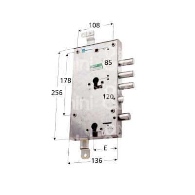 Mottura 898596todn serratura per blindata a doppio cilindro dip. per torterolo triplice e 63 dx 3 catenacci piÙ scrocco e 1 servizio int. cat. 37 sporg. 3,5