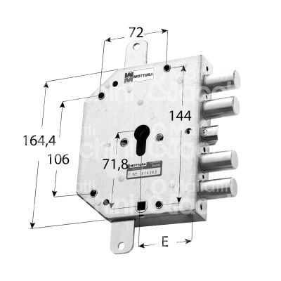 Mottura 89c855d serratura blindata a cilindro serie rcr triplice e 60 dx 4 catenacci piÙ scrocco int. cat. 28 sporg. 3,5