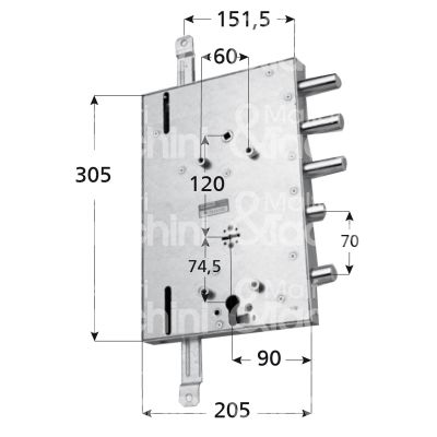 Mottura 89r567gd16 serratura plurisistema con cilindro indipendente per gardesa triplice e 90 dx 3 catenacci piÙ scrocco e 1 servizio int. cat. 50 sporg. 3,5