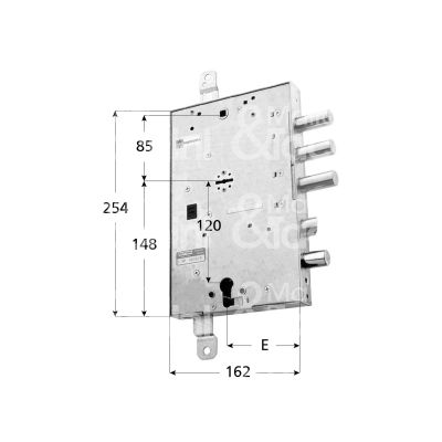 Mottura 89r597grls serratura plurisistema con cilindro dipendente per gardesa triplice e 89 sx 3 catenacci piÙ scrocco e 1 servizio int. cat. 37 sporg. 3,5