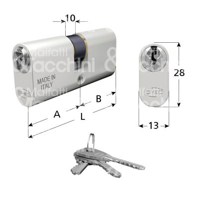 Omec 14003lka ovale 27 x 27 = 54 mm chiave piatta cifratura ka alluminio