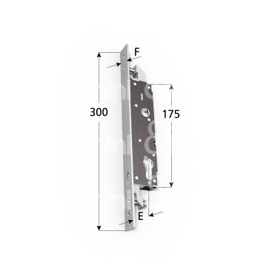 Omec 141225f25 serratura per montanti 2 vie alto basso e 25 foro sagomato ambidestra