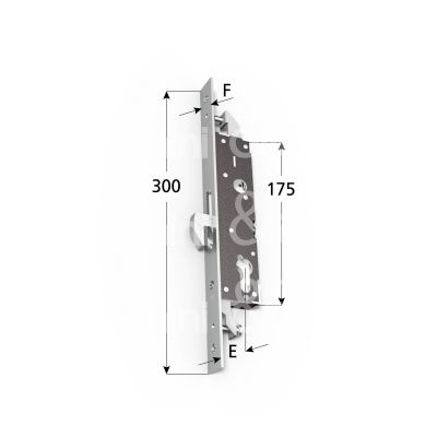 Omec 141625f25 serratura infilare a gancio sporgente e 25 ambidestra per montanti inox foro sagomato