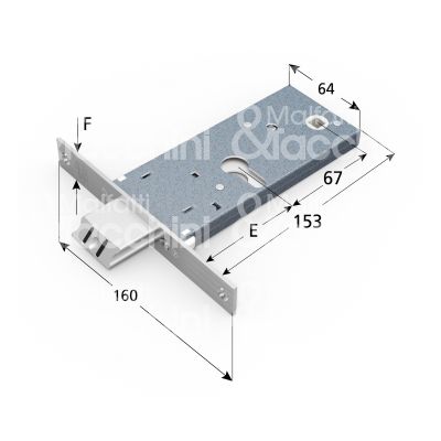 Omec 1780f22 serratura infilare per fasce 2 mandate cilindro sagomato 70 laterale catenaccio piÙ scrocco