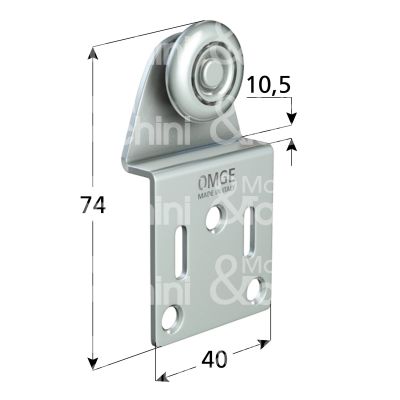 Omge 152 carrello per scorrevoli art. 152 roll-ge 150 1 ruote materiale acciaio Ø mm 24 fissaggio con piastra portata kg 25 per binario art. 20