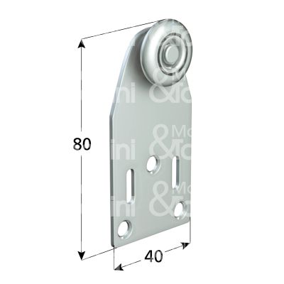 Omge 153 carrello per scorrevoli art. 153 roll-ge 150 1 ruote materiale acciaio Ø mm 24 fissaggio con piastra portata kg 25 per binario art. 20