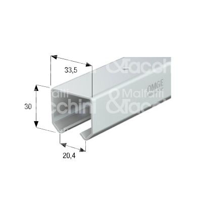 Omge 20025 binario superiore art. 20 acciaio zincato roll-ge 20 utilizzo soffitto l mt 2,5 h mm 30 b mm 33,5 portata kg 100