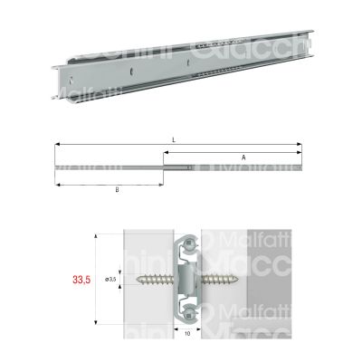 Omge 8510030 coppia guida cassetto art. 8510030 ferro zincato portata cp kg 30 estrazione parziale a mm 300 b mm 175 l mm 475