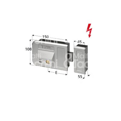 Opera 280011 elettroserr per cancelli doppio cilindro e 50/60/70/80 dx inox chiusa in assenza corrente tensione 12-24vdc/12vac