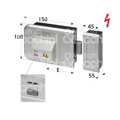 Opera 280031 elettroserr per cancelli pulsante piÙ cilindro e 50/60/70/80 dx chiusa in assenza corrente tensione 12 - 24vdc/12vac