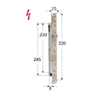 Opera op5503925d elettropistone e 25 dx senza quadro maniglia scrocco chiuso in assenza corrente tensione 12 - 24 v dc