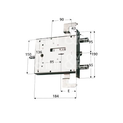 Potent 1900n2/d serratura doppia mappa per blindata da infilare triplice e 65 dx 2 catenacci piÙ scrocco int. cat. 54