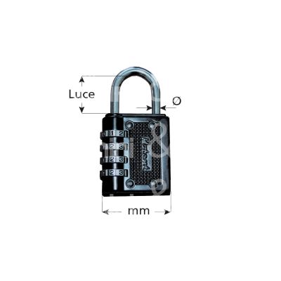 Potent 9230co lucchetto ad arco mm 30 chiave a combinazione cifratura kd