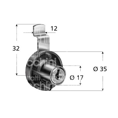 Prefer 3108 serratura per cassetto a catenaccio Ø 17 lunghezza mm 20 ambidestra chiave piatta kd rotazione 340° 1 estrazione grigio