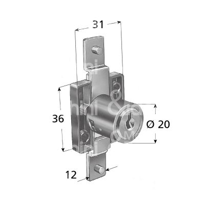 Prefer 3431 serratura per anta da applicare Ø 20 lunghezza mm 20 ambidestra chiave piatta kd rotazione 360° dx 2 estrazione nero