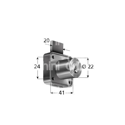 Prefer 4171 serratura per cassetto da applicare Ø 22 lunghezza mm 20 ambidestra chiave piatta kd rotazione 180° 2 estrazione nichelato