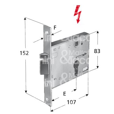 Prefer 5801 elettroserratura per fasce laterale e 70 dx foro sagomato senza mandate frontale 20 x 152