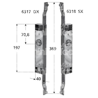 Prefer 6318 serratura per scorrevoli laterale foro tondo / chiave piatta cifratura kd