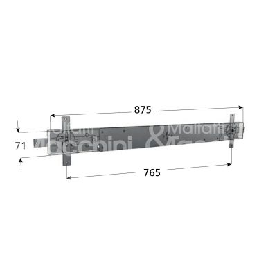 Prefer bsp3001z spranga orizzontale per basculante ambidestra foro sagomato 6 punti di chiusura misura 875 x 71