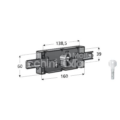 Prefer w2210024 serratura per serranda centrale foro sagomato / chiave punzonata cifratura kd